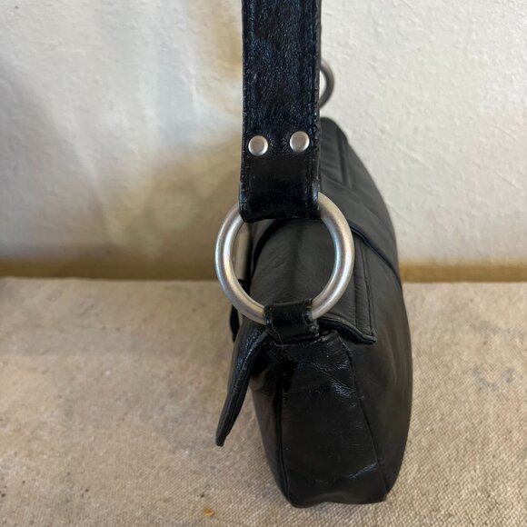 Wilson Maxima Black Leather Bohemian Festival Big Buckle Mini Shoulder Bag - Picture 4 of 11